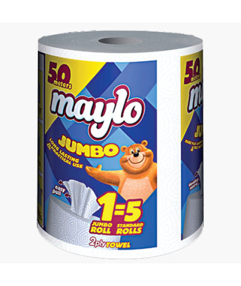 Prosoape de bucătărie MAYLO, 50 m, cu derulare centrală 1 rolă 2 pliuri , JUMBO 